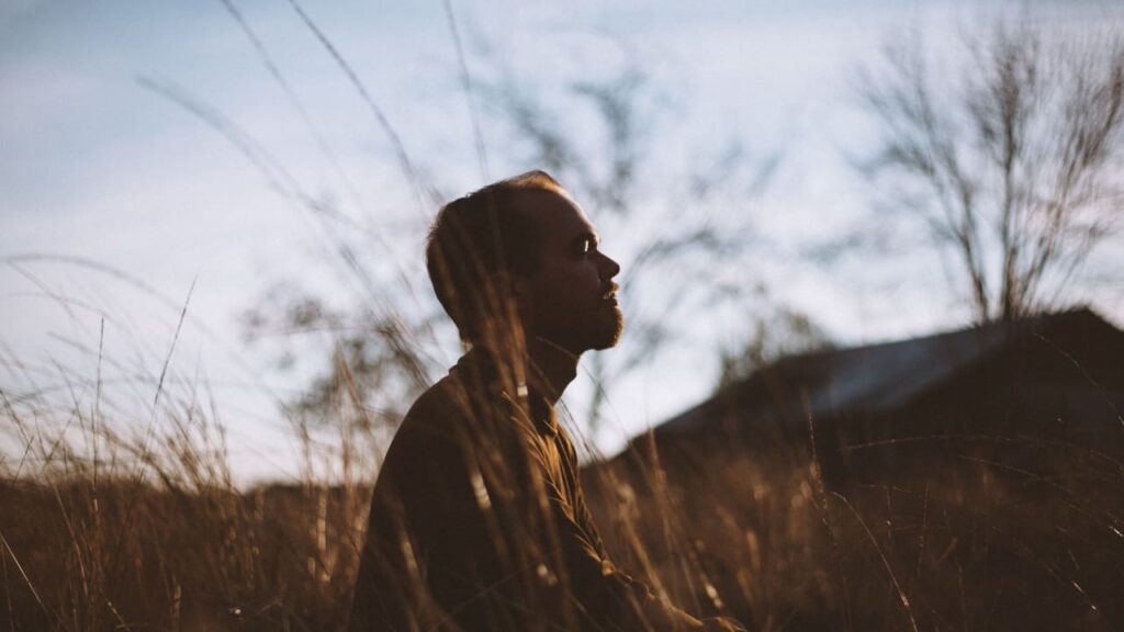 Photo of a man breathing and meditating