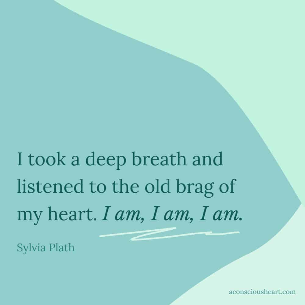 Image with quote on breathing by Sylvia Plath