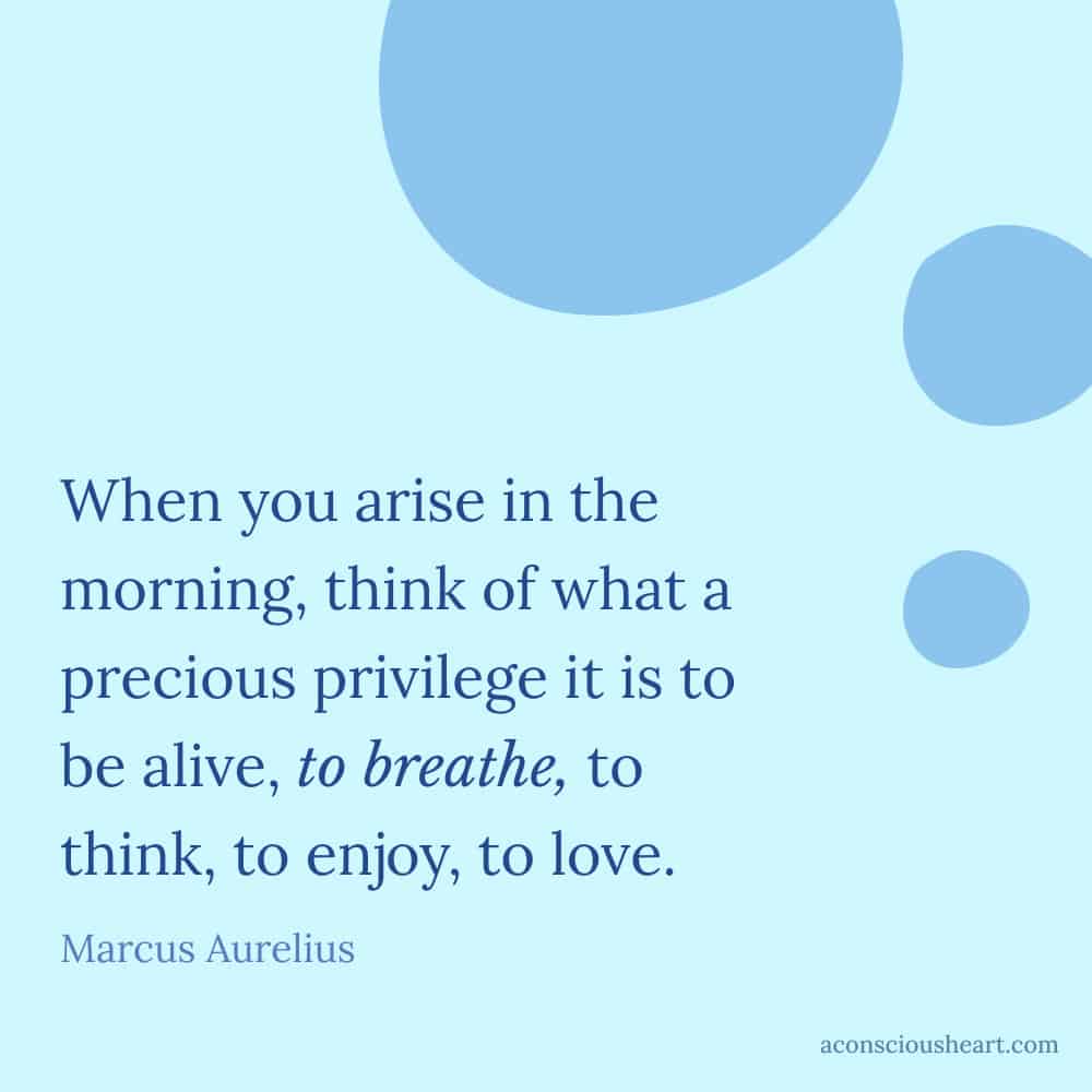 Image with quote on breathing by Marcus Aurelius