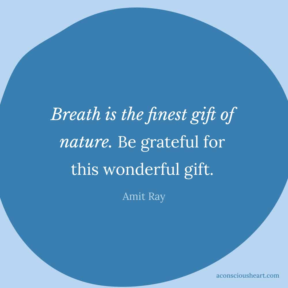 Image with quote on breathing by Amit Ray