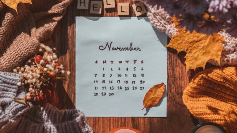 Photo of a calendar showing November