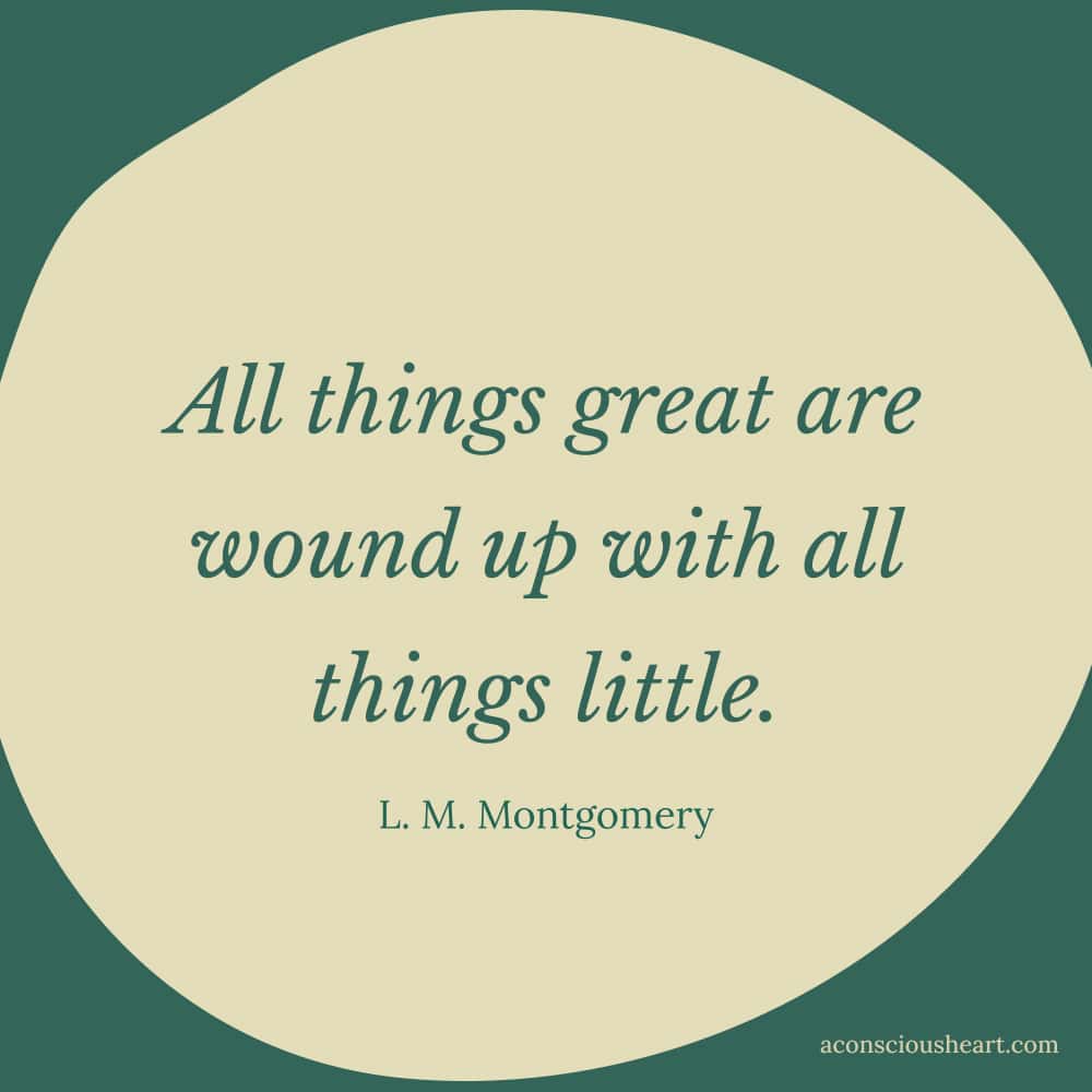 Image with cottage core quote by L.M. Montgomery