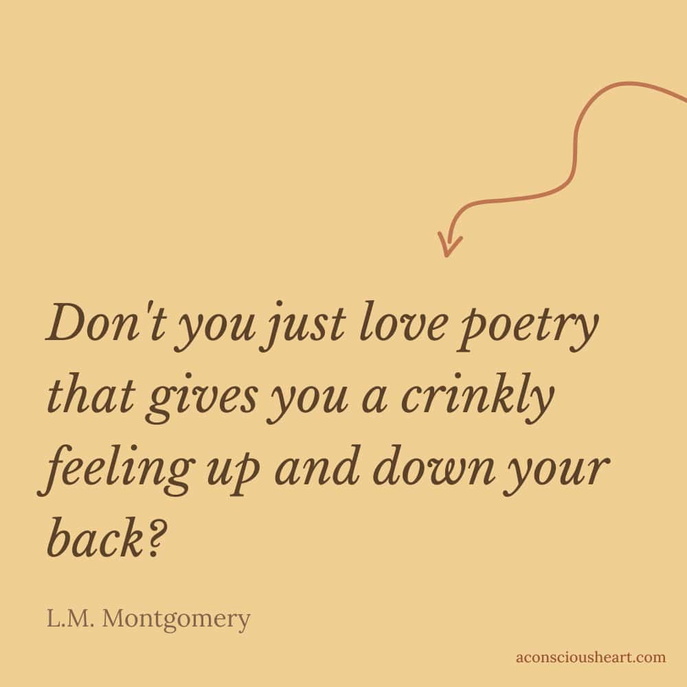 Image with cottage core quote by L.M. Montgomery