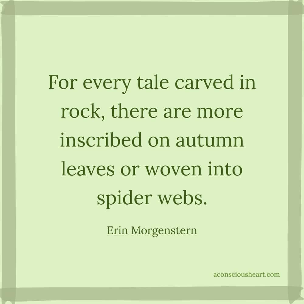 Image with cottage core quote by Erin Morgenstern