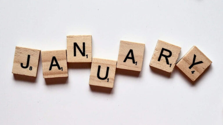 Photo of wood blocks spelling out "January"