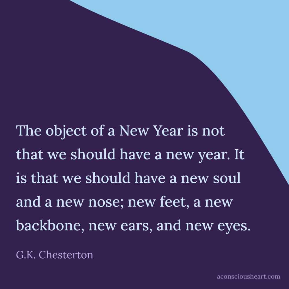 Image with quote about the new year by G.K. Chesterton