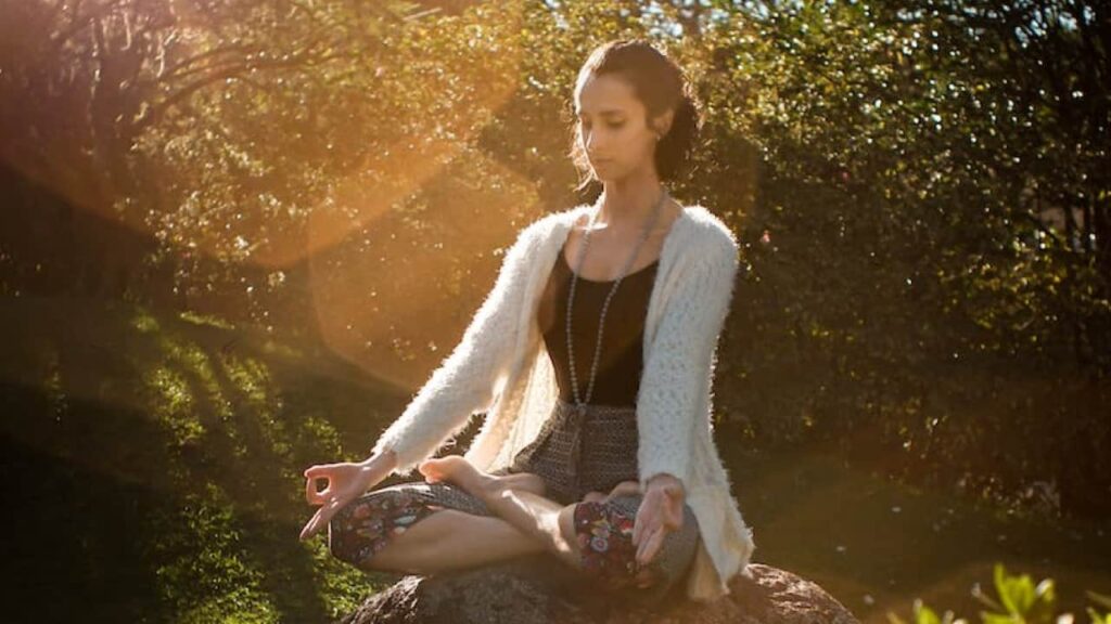 Photo of a woman meditating