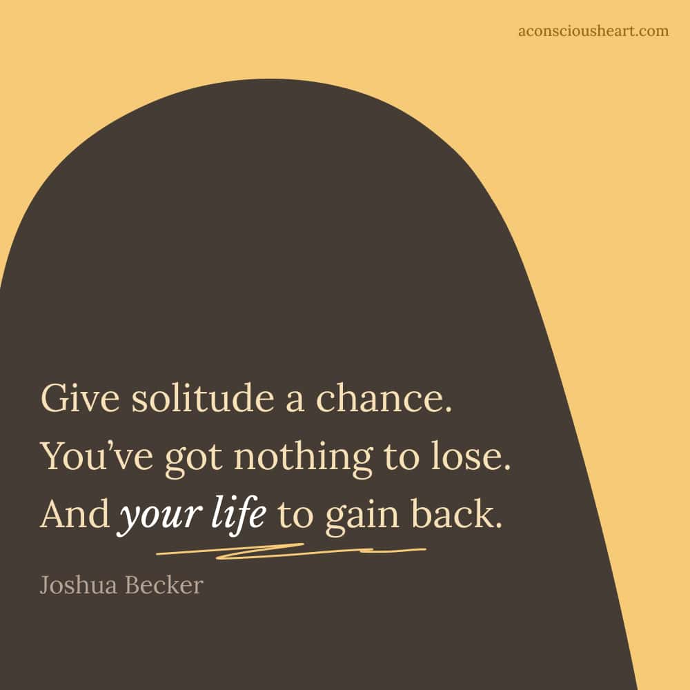 Image with solitude quote by Joshua Becker